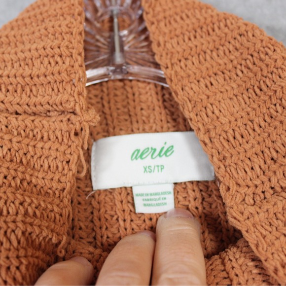 Aerie Oversized Turtleneck‎ Ribbed Knit Sweater Rust Orange XS TP - Picture 3 of 6